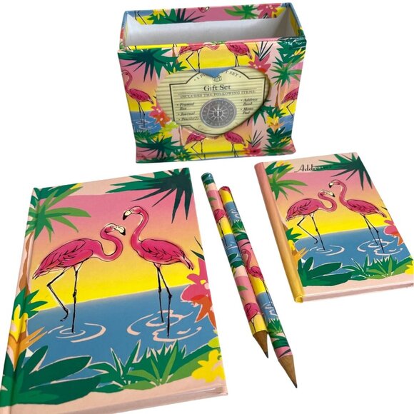 Desk Storage Organization Box Set Pink Flamingo Photo Notebook Journal Duster - Picture 9 of 14